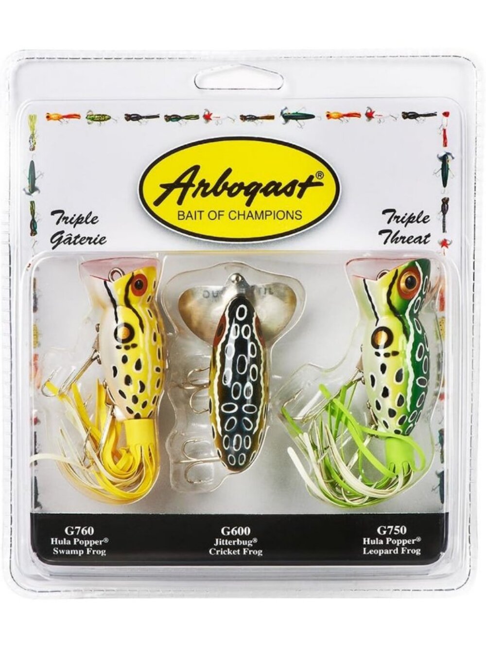 Triple Threat Fishing Lure 3-Pack - Jitterbug & Hula Popper for Bass Fishing